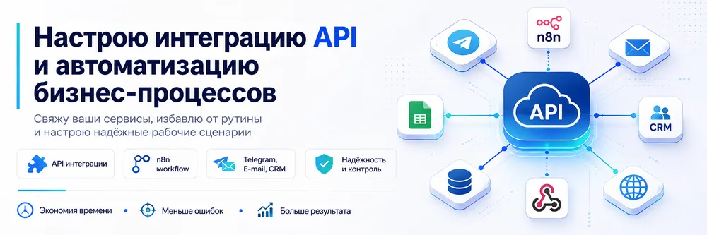 Настрою API-интеграции и автоматизацию бизнес-процессов
